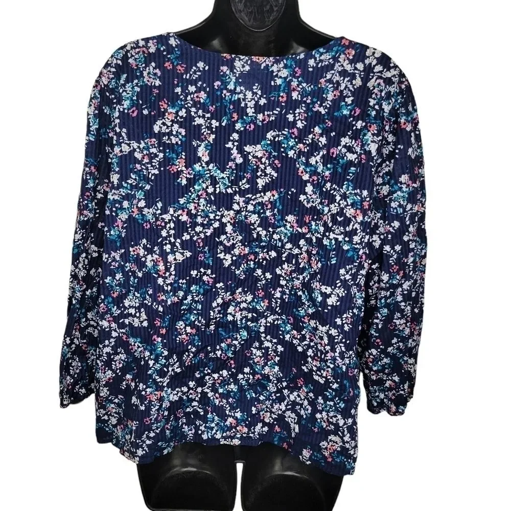 St. John's Bay Nwt floral burton front tie hem peasant top size XL